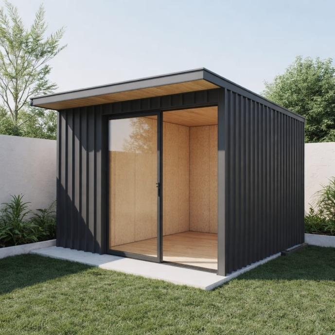 Backyard Office and Storage Pod exterior